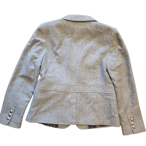 Talbots Blazer Women's 8 Petite Grey Shetland Wool Donegal Herringbone Tailored - Picture 2 of 5
